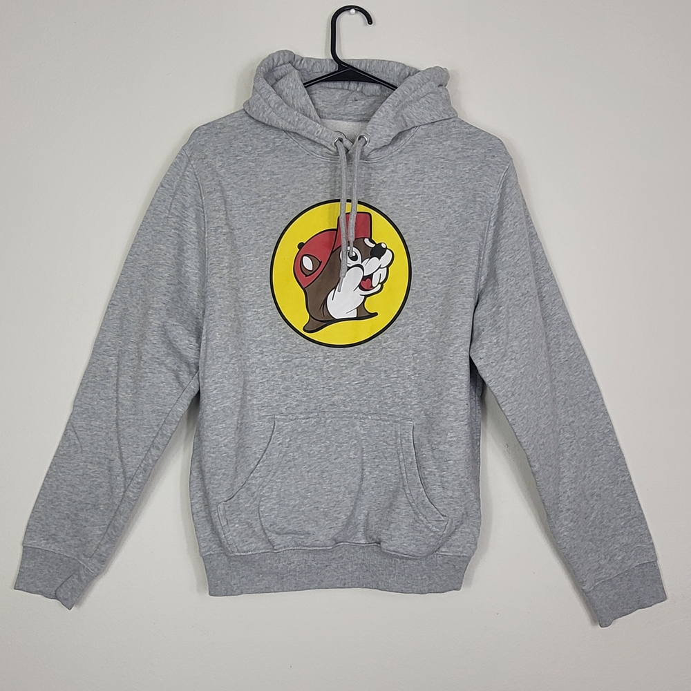 Buc-ee's Beaver Mascot Logo Gray Hoodie Sweatshirt Adult Sz S Unisex Texas Icon